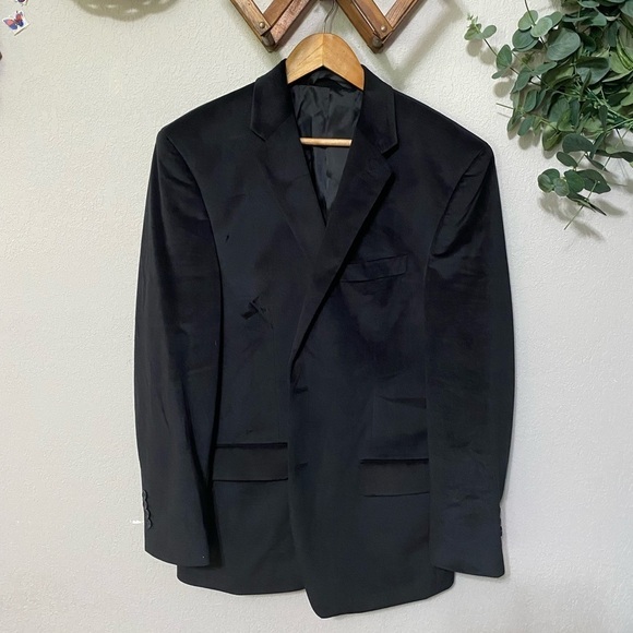 MURANO black velvet 2 button blazer jacket work event date winter size large - Picture 1 of 6